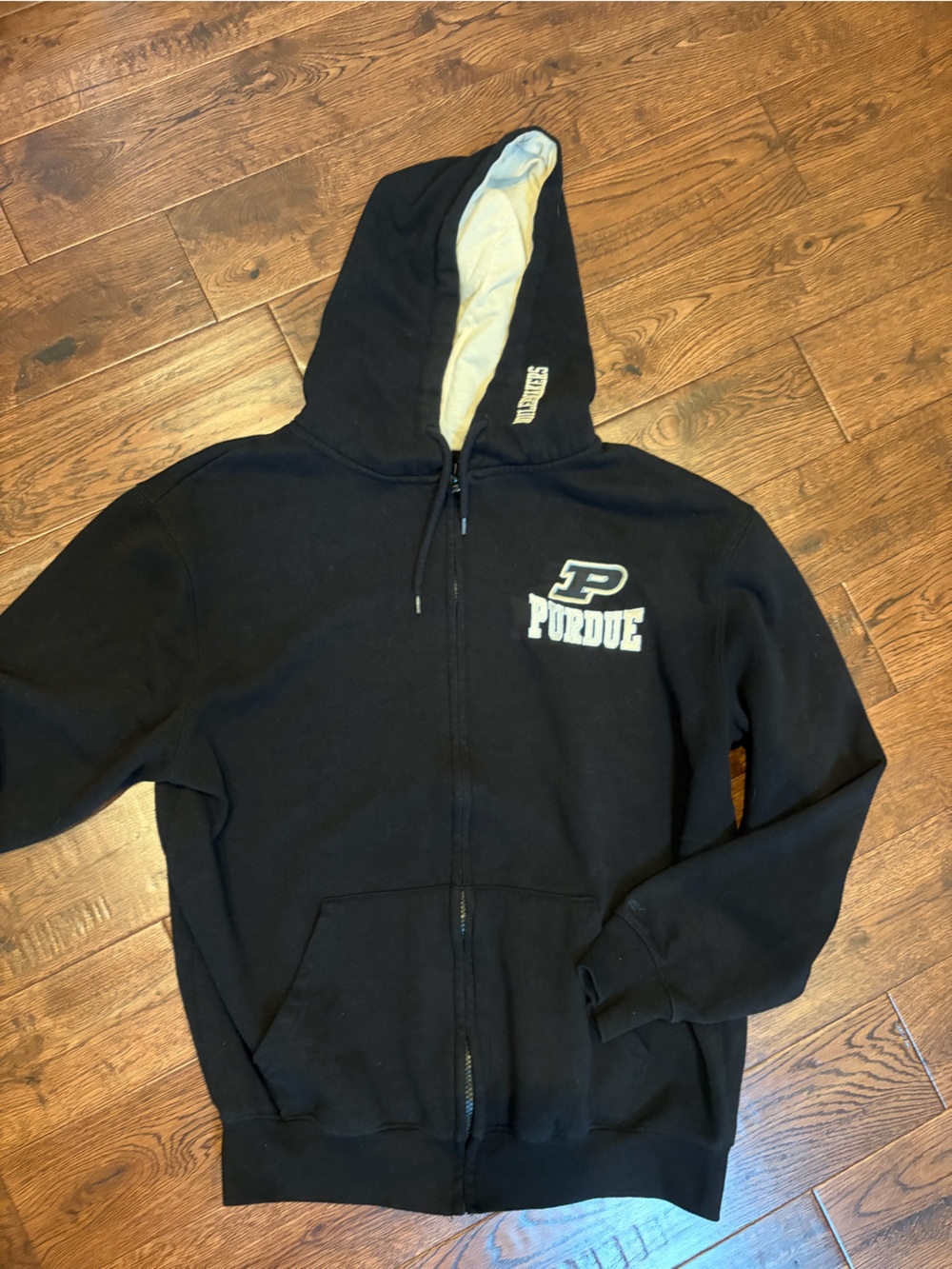 Colosseum Black and Cream Men's Hooded Zip-Up